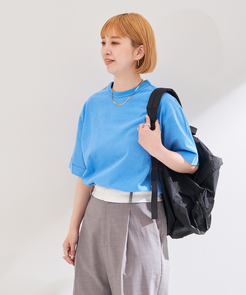 Healthknit(ヘルスニット)の「Healthknit/ヘルスニット 別注 Crewneck S/S Pigment Tee(Tシャツ/カットソー・レディース・ブルー/グリーン/イエロー/ブラック/ピンク・SMALL/MEDIUM/LARGE)」の16枚目の写真