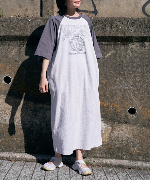 VENCEEXCHANGE（ヴァンスエクスチェンジ）の「刺繍配色ラグランTシャツワンピース（ワンピース・レディース・オフホワイト/チャコールグレー/その他1・FREE）」の17枚目の写真