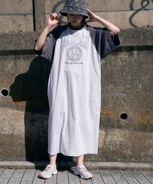 VENCEEXCHANGE（ヴァンスエクスチェンジ）の「刺繍配色ラグランTシャツワンピース（ワンピース・レディース・オフホワイト/チャコールグレー/その他1・FREE）」の18枚目の写真