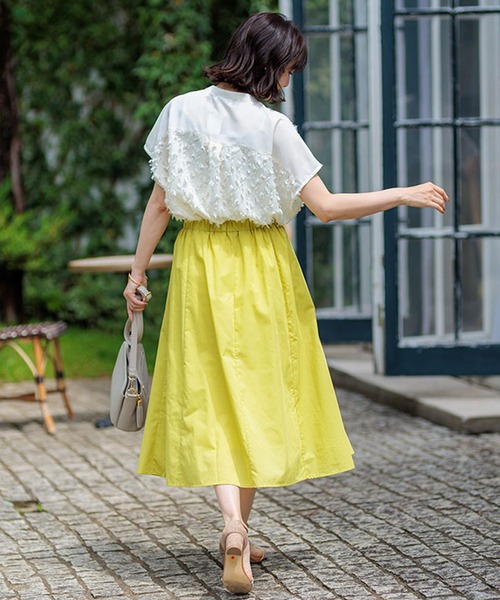 BELLUNA PLUS（ベルーナ）の「ふんわり切替フレアースカート（スカート・レディース・ストライプ/イエロー/ブルー/チェック・X-LARGE/LARGE/MEDIUM/SMALL）」の11枚目の写真