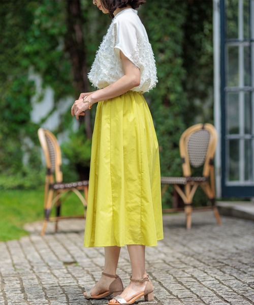 BELLUNA PLUS（ベルーナ）の「ふんわり切替フレアースカート（スカート・レディース・ストライプ/イエロー/ブルー/チェック・X-LARGE/LARGE/MEDIUM/SMALL）」の13枚目の写真