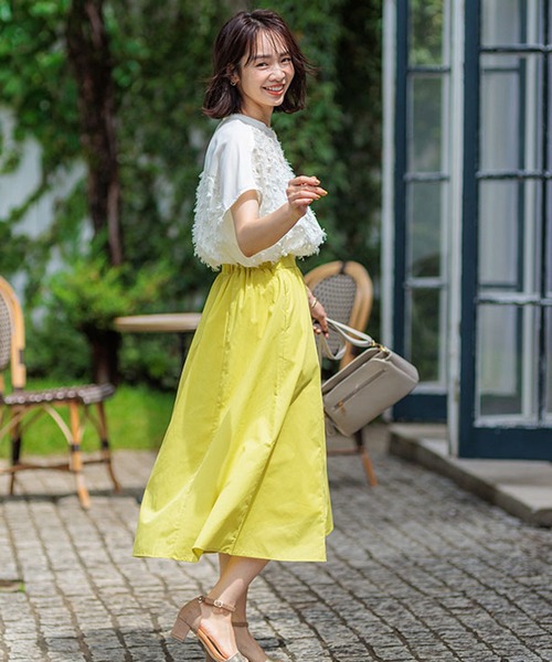 BELLUNA PLUS（ベルーナ）の「ふんわり切替フレアースカート（スカート・レディース・ストライプ/イエロー/ブルー/チェック・X-LARGE/LARGE/MEDIUM/SMALL）」の10枚目の写真