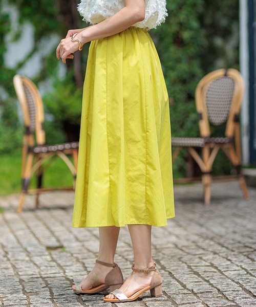 BELLUNA PLUS（ベルーナ）の「ふんわり切替フレアースカート（スカート・レディース・ストライプ/イエロー/ブルー/チェック・X-LARGE/LARGE/MEDIUM/SMALL）」の5枚目の写真