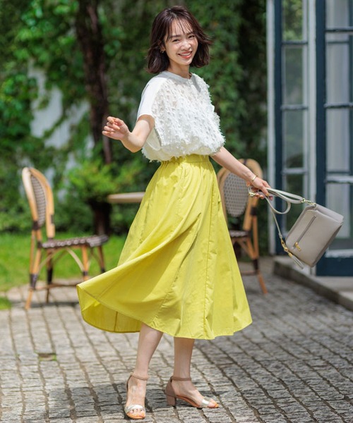 BELLUNA PLUS（ベルーナ）の「ふんわり切替フレアースカート（スカート・レディース・ストライプ/イエロー/ブルー/チェック・X-LARGE/LARGE/MEDIUM/SMALL）」の9枚目の写真