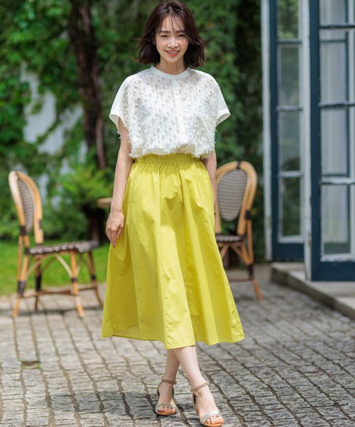 BELLUNA PLUS（ベルーナ）の「ふんわり切替フレアースカート（スカート・レディース・ストライプ/イエロー/ブルー/チェック・X-LARGE/LARGE/MEDIUM/SMALL）」の8枚目の写真