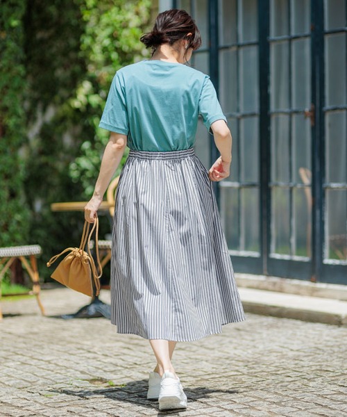 BELLUNA PLUS（ベルーナ）の「ふんわり切替フレアースカート（スカート・レディース・ストライプ/イエロー/ブルー/チェック・X-LARGE/LARGE/MEDIUM/SMALL）」の21枚目の写真