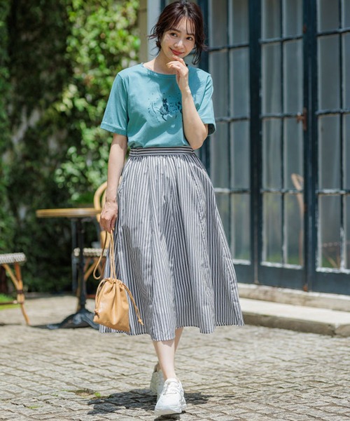 BELLUNA PLUS（ベルーナ）の「ふんわり切替フレアースカート（スカート・レディース・ストライプ/イエロー/ブルー/チェック・X-LARGE/LARGE/MEDIUM/SMALL）」の18枚目の写真