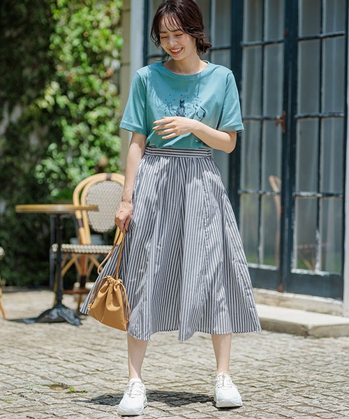 BELLUNA PLUS（ベルーナ）の「ふんわり切替フレアースカート（スカート・レディース・ストライプ/イエロー/ブルー/チェック・X-LARGE/LARGE/MEDIUM/SMALL）」の19枚目の写真