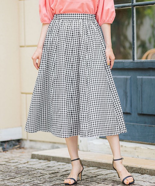 BELLUNA PLUS（ベルーナ）の「ふんわり切替フレアースカート（スカート・レディース・ストライプ/イエロー/ブルー/チェック・X-LARGE/LARGE/MEDIUM/SMALL）」の22枚目の写真