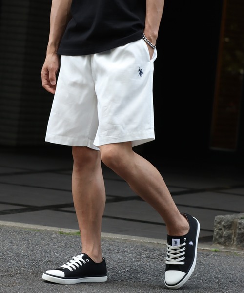 U.S. POLO ASSN.（ユーエスポロアッスン）の「【U.S. POLO ASSN./ユーエスポロアッスン】 ポニー刺繍 TCツイル イージーショートパンツ（その他パンツ・メンズ・チャコール/ベージュ/ホワイト/ブラック/ネイビー・S/M/L/LL）」の2枚目の写真