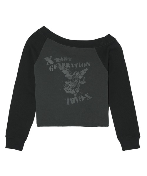 X-girl（エックスガール）の「OFF THE SHOULDER SWEAT TOP（スウェット・レディース・オリーブ/チャコール・S/M）」の17枚目の写真