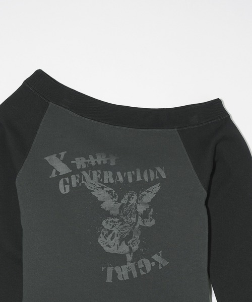 X-girl（エックスガール）の「OFF THE SHOULDER SWEAT TOP（スウェット・レディース・オリーブ/チャコール・S/M）」の19枚目の写真
