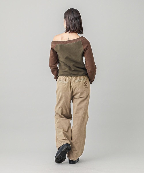 X-girl（エックスガール）の「OFF THE SHOULDER SWEAT TOP（スウェット・レディース・オリーブ/チャコール・S/M）」の10枚目の写真