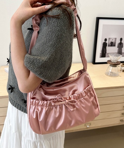 Doux Belle（ドゥーベル）の「リボンポイントショルダーバック（ショルダーバッグ・レディース・ベージュ/ホワイト/ピンク/ブラック・FREE）」の12枚目の写真