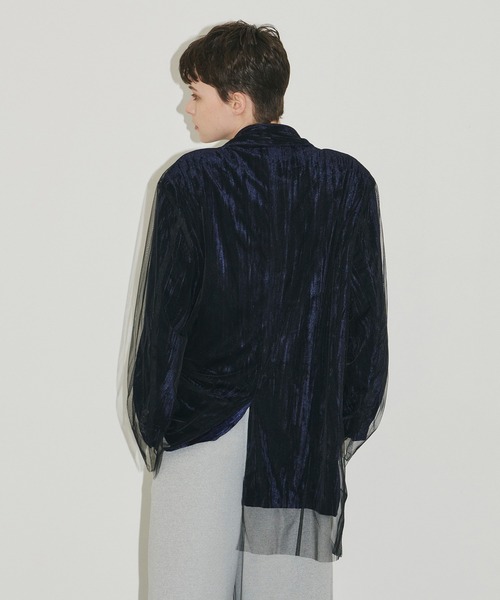 楊柳ベロアチュールデザインBIGジャケット（テーラードジャケット