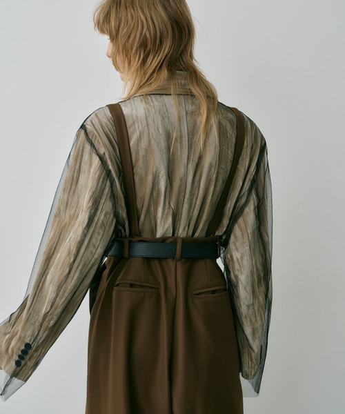 楊柳ベロアチュールデザインBIGジャケット（テーラード