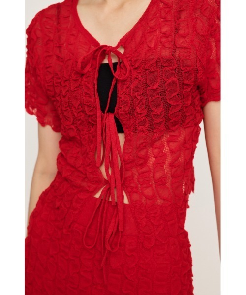 SLY（スライ）の「SHEER 2WAY TOPS シアー 2ウェイ トップス / セットアップ可（シャツ/ブラウス・レディース・レッド/グレー/ブラック/アイボリー・FREE）」の21枚目の写真