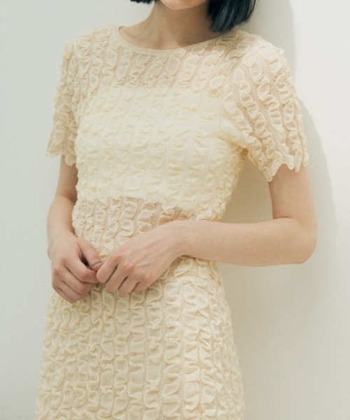 SLY（スライ）の「SHEER 2WAY TOPS シアー 2ウェイ トップス / セットアップ可（シャツ/ブラウス・レディース・レッド/グレー/ブラック/アイボリー・FREE）」の6枚目の写真