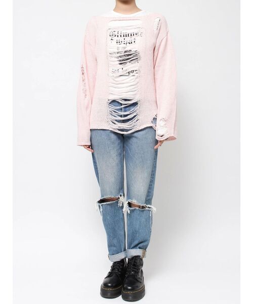 jouetie（ジュエティ）の「オーバークラッシュローゲージニット（ニット/セーター・レディース・ブラック/ピンク/グリーン・MEDIUM）」の14枚目の写真