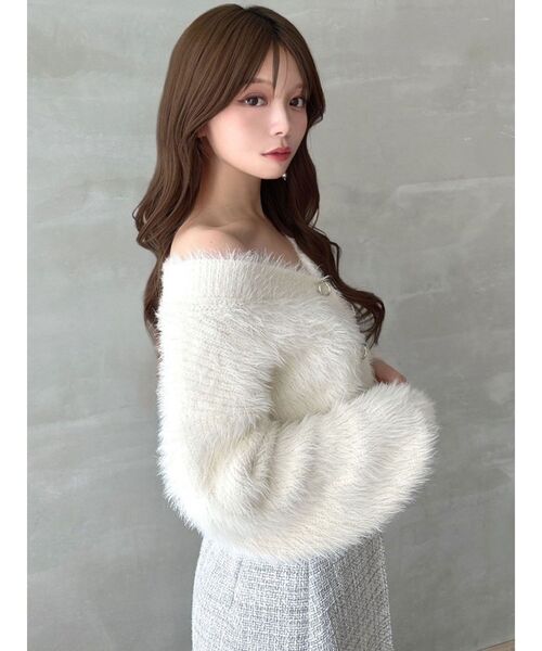 RESEXXY（リゼクシー）の「シャギーニットカーディガン（カーディガン/ボレロ・レディース・ホワイト/パープル/ブラック・FREE）」の14枚目の写真