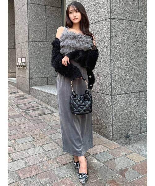 RESEXXY（リゼクシー）の「シャギーニットカーディガン（カーディガン/ボレロ・レディース・ホワイト/パープル/ブラック・FREE）」の4枚目の写真