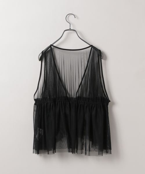 JEANASIS（ジーナシス）の「チュールギャザードロストベスト/140855（ベスト・レディース・ブラック/ブラウン系その他/グレイッシュベージュ・FREE）」の13枚目の写真