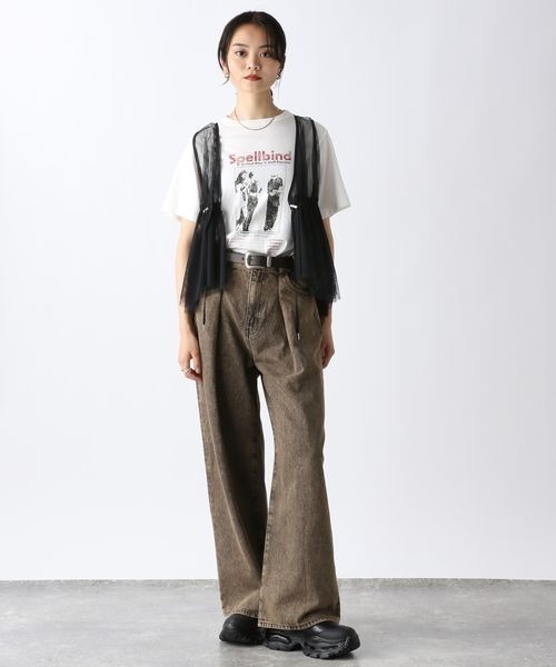 JEANASIS（ジーナシス）の「チュールギャザードロストベスト/140855（ベスト・レディース・ブラック/ブラウン系その他/グレイッシュベージュ・FREE）」の4枚目の写真