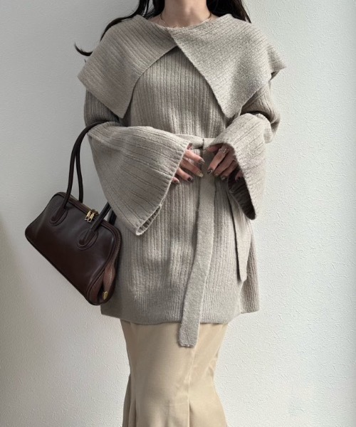 mellowneon（メロウネオン）の「マルチウェイオフショルニット/ワンピース（ニット/セーター・レディース・グレー/アイボリー/モカ・FREE）」の22枚目の写真