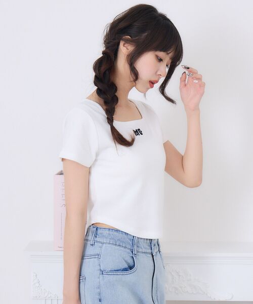 ems excite（エムズエキサイト）の「裾ラウンドTEE（Tシャツ/カットソー・レディース・チャコールグレー/オフホワイト/ブルー・FREE）」の8枚目の写真