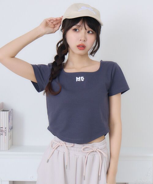 ems excite（エムズエキサイト）の「裾ラウンドTEE（Tシャツ/カットソー・レディース・チャコールグレー/オフホワイト/ブルー・FREE）」の15枚目の写真