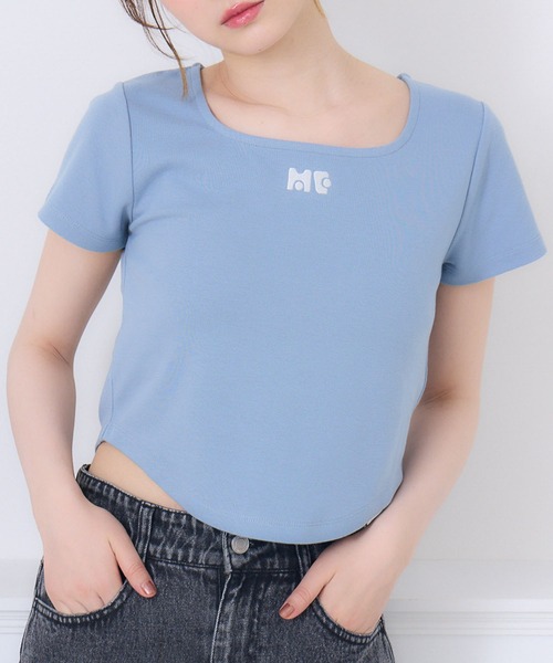 ems excite（エムズエキサイト）の「裾ラウンドTEE（Tシャツ/カットソー・レディース・チャコールグレー/オフホワイト/ブルー・FREE）」の3枚目の写真