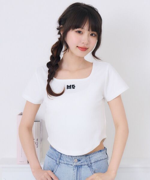 ems excite（エムズエキサイト）の「裾ラウンドTEE（Tシャツ/カットソー・レディース・チャコールグレー/オフホワイト/ブルー・FREE）」の5枚目の写真