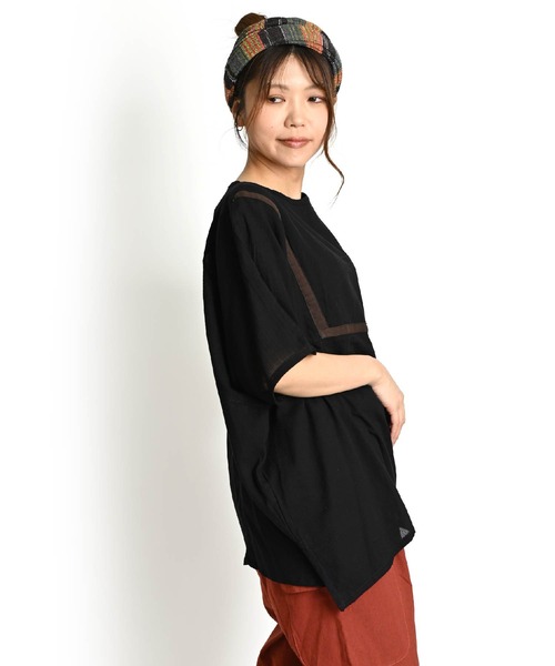 MARAI(マーライ)の「楽の極み ボックスシルエット 切り替えカットソー(Tシャツ/カットソー・レディース・ブラック/ホワイト/グリーン/レンガ/ベージュ・FREE)」の9枚目の写真