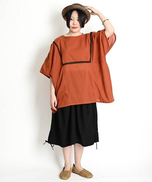 MARAI(マーライ)の「楽の極み ボックスシルエット 切り替えカットソー(Tシャツ/カットソー・レディース・ブラック/ホワイト/グリーン/レンガ/ベージュ・FREE)」の18枚目の写真