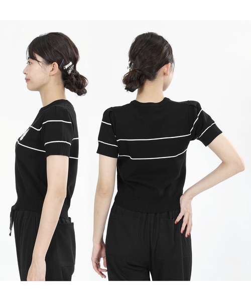 MARY QUANT マリークワント 半袖ニット ブラック MARY QUANT（マリークワント）の「3デイジーラインニット プル