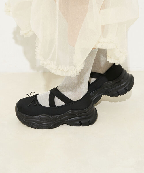 CIAOPANIC 厚底クロスリボンメリージェーン CIAOPANIC（チャオパニック）の「厚底クロスリボンメリー