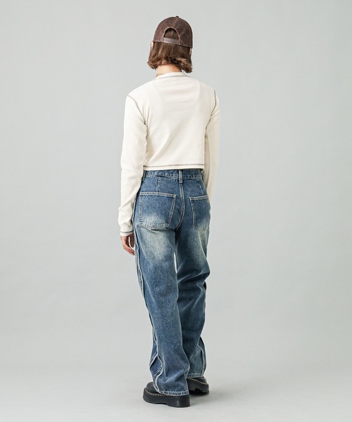 X-girl（エックスガール）の「SPRAY BUTTERFLY PRINT L/S BABY TEE（Tシャツ/カットソー・レディース・ブラック/ブラウン/オフホワイト・S/M）」の13枚目の写真