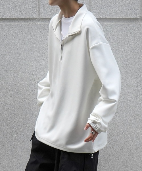 Confirm（コンファーム）の「ドレープとろみ ボリュームシルエット 裾ひも ドロスト ダンボールニット ハーフジッププルオーバースウェット カットソー ビッグシルエット【Confirm】（スウェット・メンズ・ブラック/ミント/チャコールグレー/グレー/ホワイト・M/L）」の11枚目の写真