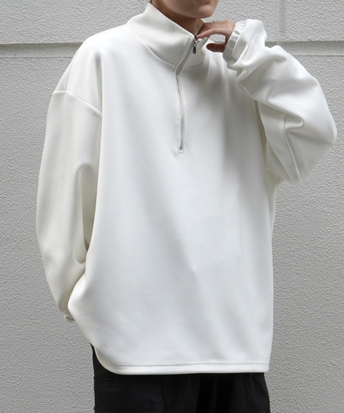 Confirm（コンファーム）の「ドレープとろみ ボリュームシルエット 裾ひも ドロスト ダンボールニット ハーフジッププルオーバースウェット カットソー ビッグシルエット【Confirm】（スウェット・メンズ・ブラック/ミント/チャコールグレー/グレー/ホワイト・M/L）」の14枚目の写真