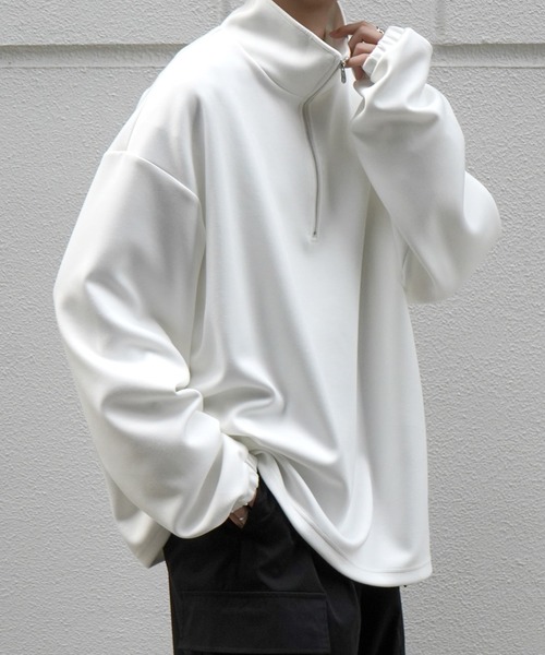 Confirm（コンファーム）の「ドレープとろみ ボリュームシルエット 裾ひも ドロスト ダンボールニット ハーフジッププルオーバースウェット カットソー ビッグシルエット【Confirm】（スウェット・メンズ・ブラック/ミント/チャコールグレー/グレー/ホワイト・M/L）」の15枚目の写真