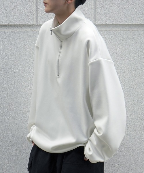 Confirm（コンファーム）の「ドレープとろみ ボリュームシルエット 裾ひも ドロスト ダンボールニット ハーフジッププルオーバースウェット カットソー ビッグシルエット【Confirm】（スウェット・メンズ・ブラック/ミント/チャコールグレー/グレー/ホワイト・M/L）」の16枚目の写真