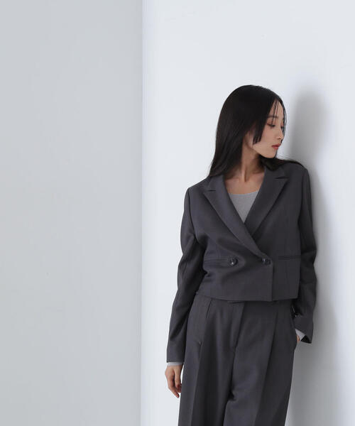 NATURAL BEAUTY BASIC(ナチュラルビューティーベーシック)の「◇<リラクシーセットアップシリーズ>クロップドジャケット(テーラードジャケット・レディース・チャコールグレー/ブラウン・SMALL/MEDIUM)」の11枚目の写真