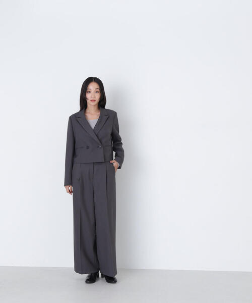 NATURAL BEAUTY BASIC(ナチュラルビューティーベーシック)の「◇<リラクシーセットアップシリーズ>クロップドジャケット(テーラードジャケット・レディース・チャコールグレー/ブラウン・SMALL/MEDIUM)」の14枚目の写真