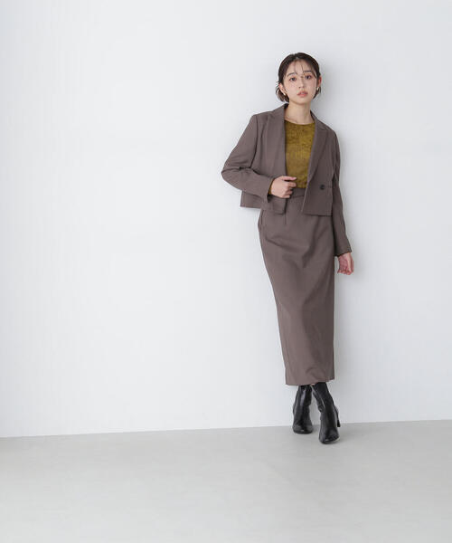 NATURAL BEAUTY BASIC(ナチュラルビューティーベーシック)の「◇<リラクシーセットアップシリーズ>クロップドジャケット(テーラードジャケット・レディース・チャコールグレー/ブラウン・SMALL/MEDIUM)」の3枚目の写真