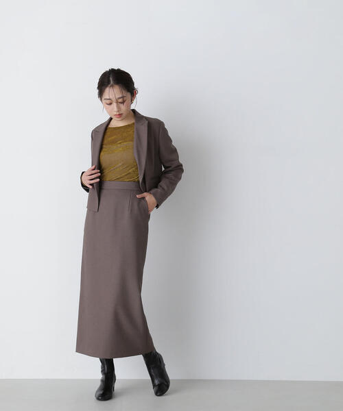 NATURAL BEAUTY BASIC(ナチュラルビューティーベーシック)の「◇<リラクシーセットアップシリーズ>クロップドジャケット(テーラードジャケット・レディース・チャコールグレー/ブラウン・SMALL/MEDIUM)」の5枚目の写真