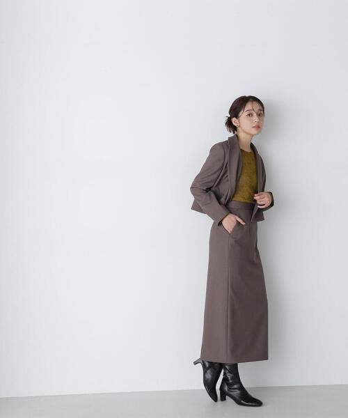 NATURAL BEAUTY BASIC(ナチュラルビューティーベーシック)の「◇<リラクシーセットアップシリーズ>クロップドジャケット(テーラードジャケット・レディース・チャコールグレー/ブラウン・SMALL/MEDIUM)」の7枚目の写真