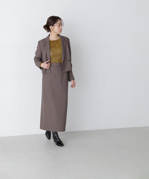 NATURAL BEAUTY BASIC(ナチュラルビューティーベーシック)の「◇<リラクシーセットアップシリーズ>クロップドジャケット(テーラードジャケット・レディース・チャコールグレー/ブラウン・SMALL/MEDIUM)」の17枚目の写真
