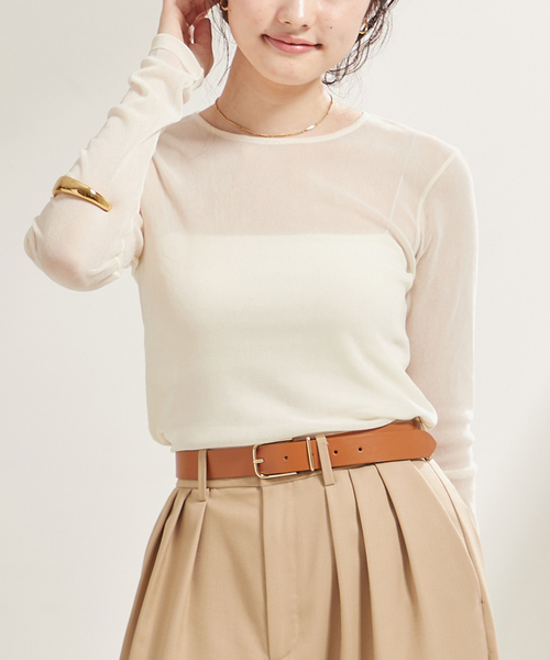 plage（プラージュ）の「《追加》Flocky Mesh ロンT（Tシャツ/カットソー・レディース・ブラック/ベージュ/ホワイト・FREE）」の2枚目の写真