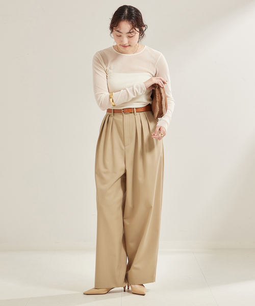 plage（プラージュ）の「《追加》Flocky Mesh ロンT（Tシャツ/カットソー・レディース・ブラック/ベージュ/ホワイト・FREE）」の5枚目の写真