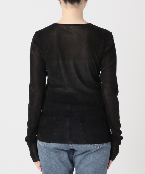 plage（プラージュ）の「《追加》Flocky Mesh ロンT（Tシャツ/カットソー・レディース・ブラック/ベージュ/ホワイト・FREE）」の9枚目の写真